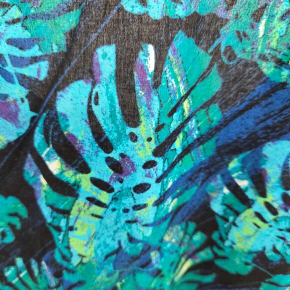 Catherines Black Blue Green Tropical Plant Beaded Buttons Cotton Tank 4x 30/32W - Picture 11 of 14